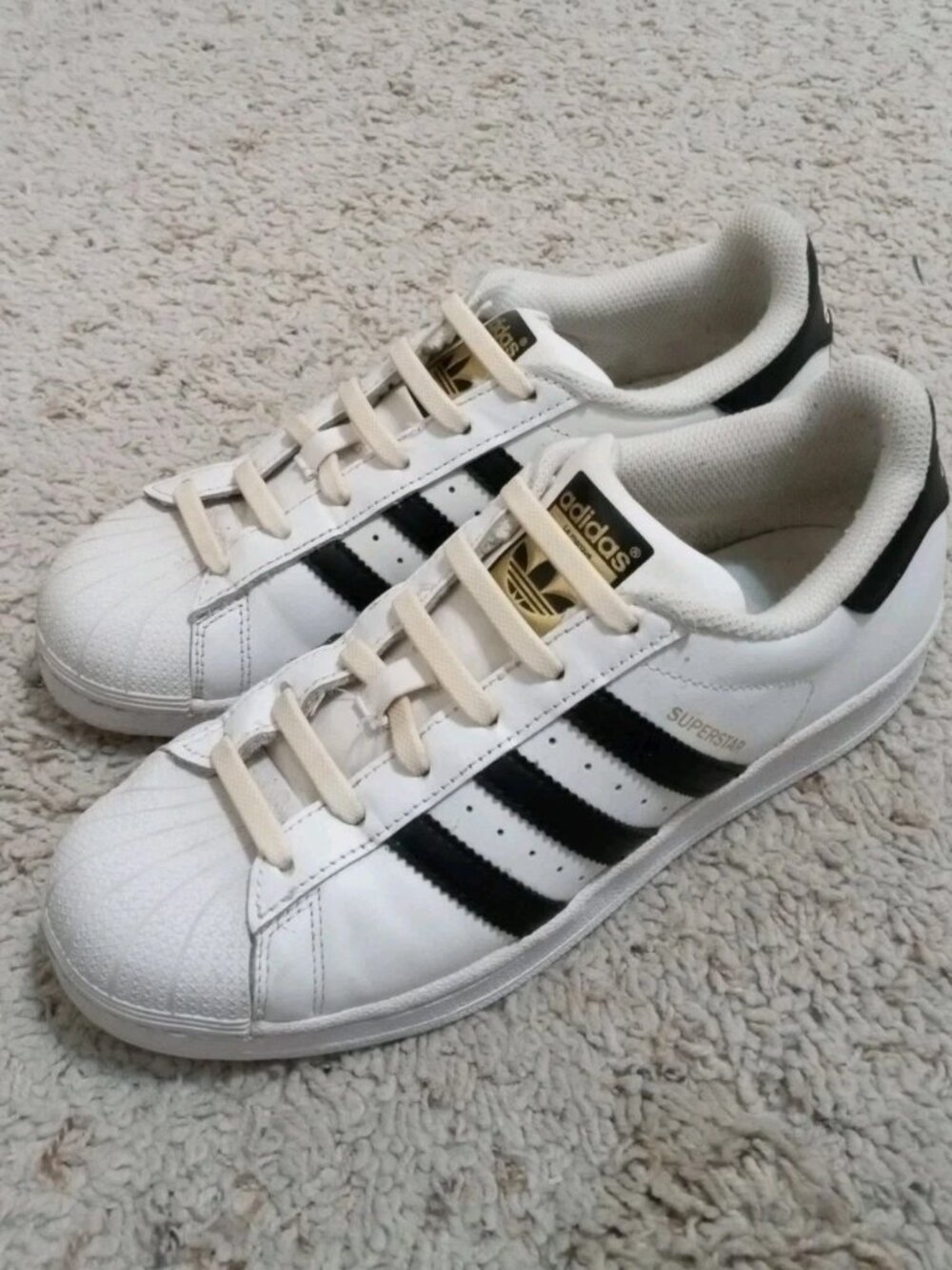 Adidas Superstar White With Black Stripe Sneakers Women's Size 7, C77153